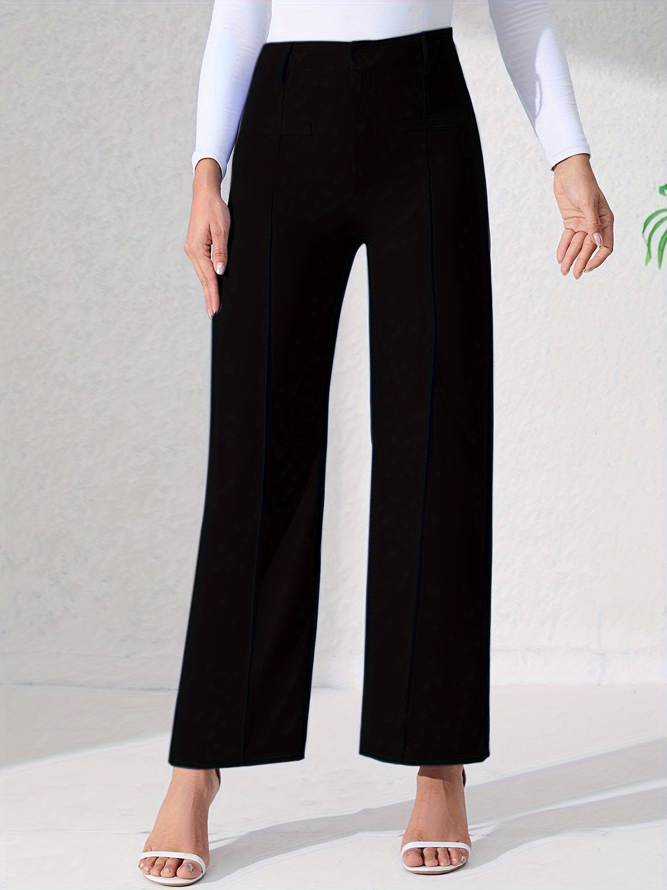 Robuste Hosen mit hoher Taille | Freizeithosen mit weiten Beinen