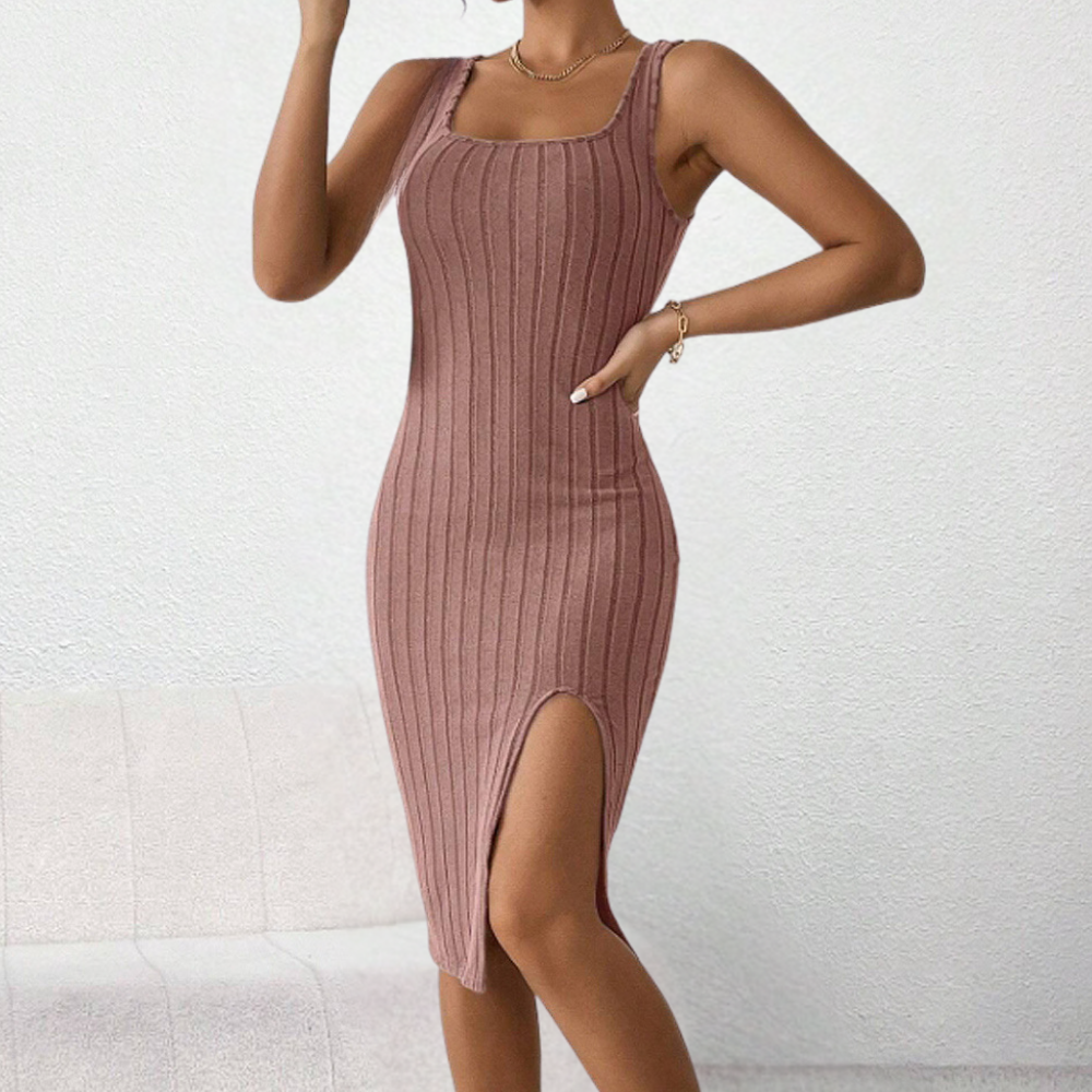 Rain™ | Tailliertes Damen Strickkleid mit Schlitz