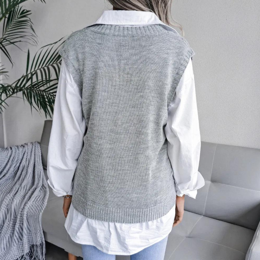 Moda™ | Damen Strickweste mit V-Ausschnitt
