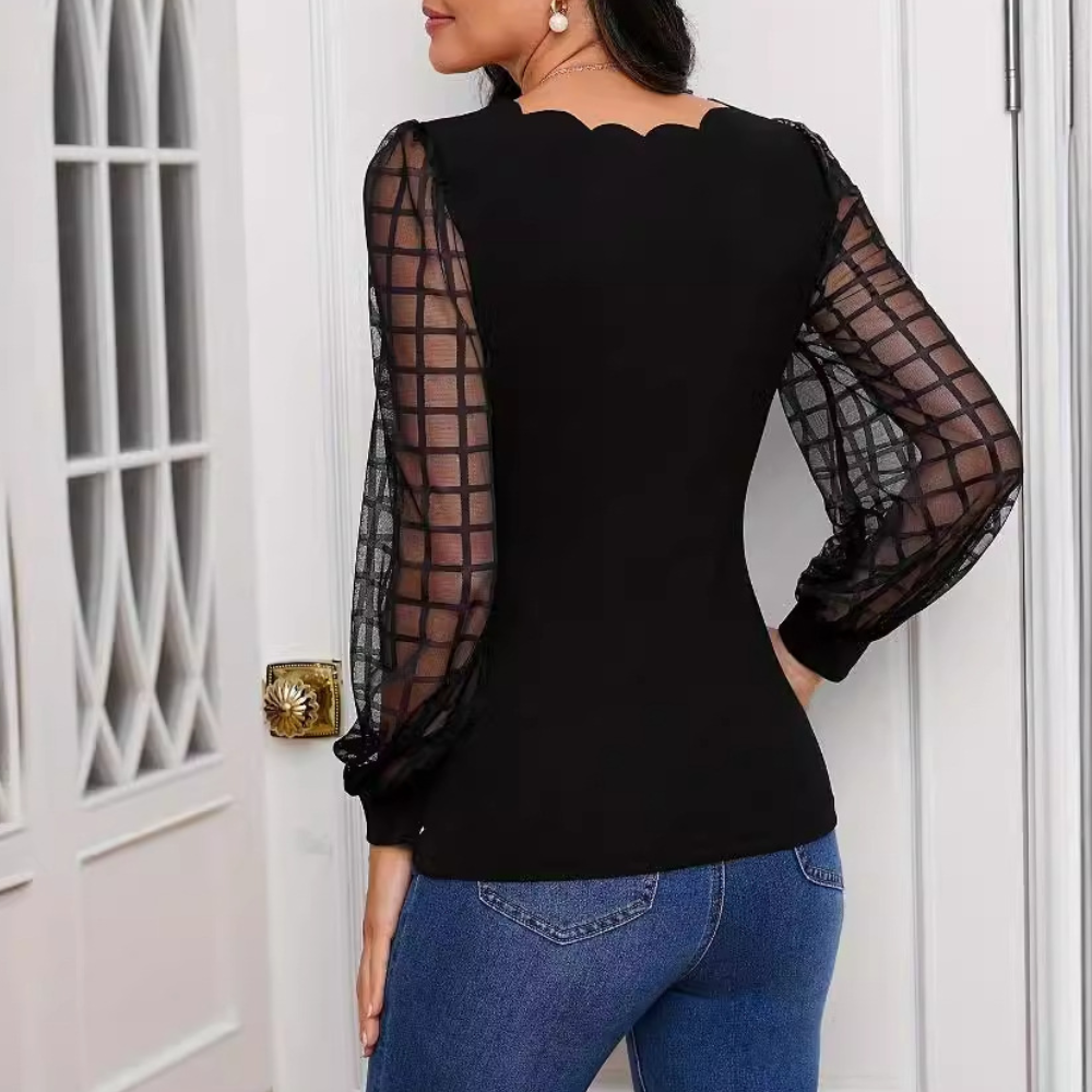 Sophia™ | Damen Top mit Jakobsmuschel-Ausschnitt