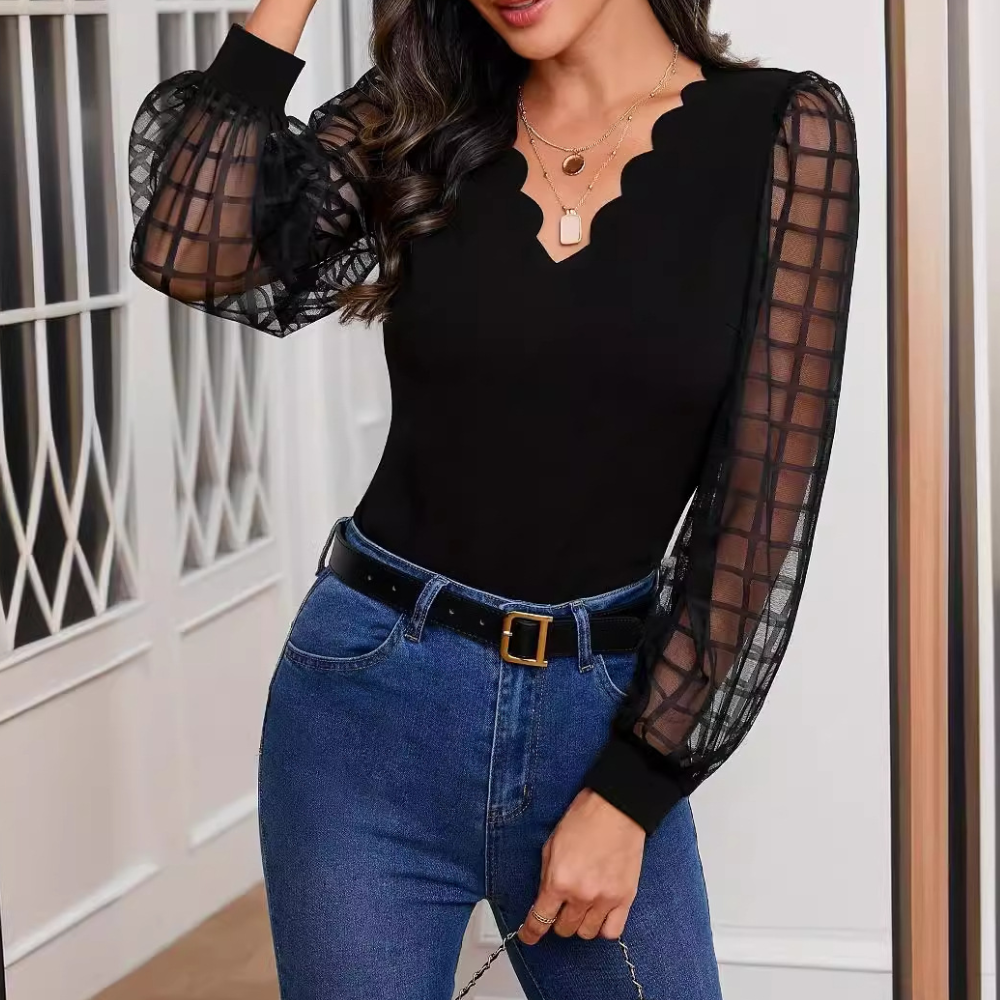 Sophia™ | Damen Top mit Jakobsmuschel-Ausschnitt