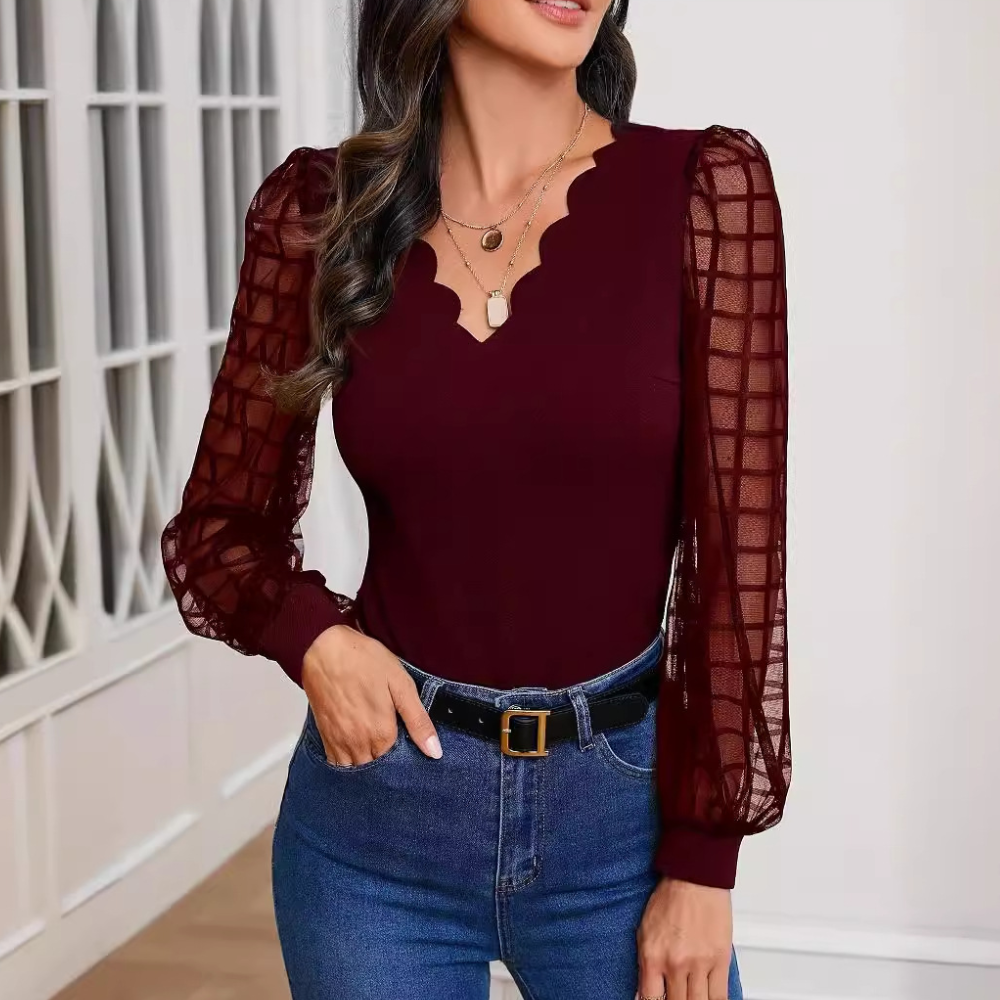 Sophia™ | Damen Top mit Jakobsmuschel-Ausschnitt