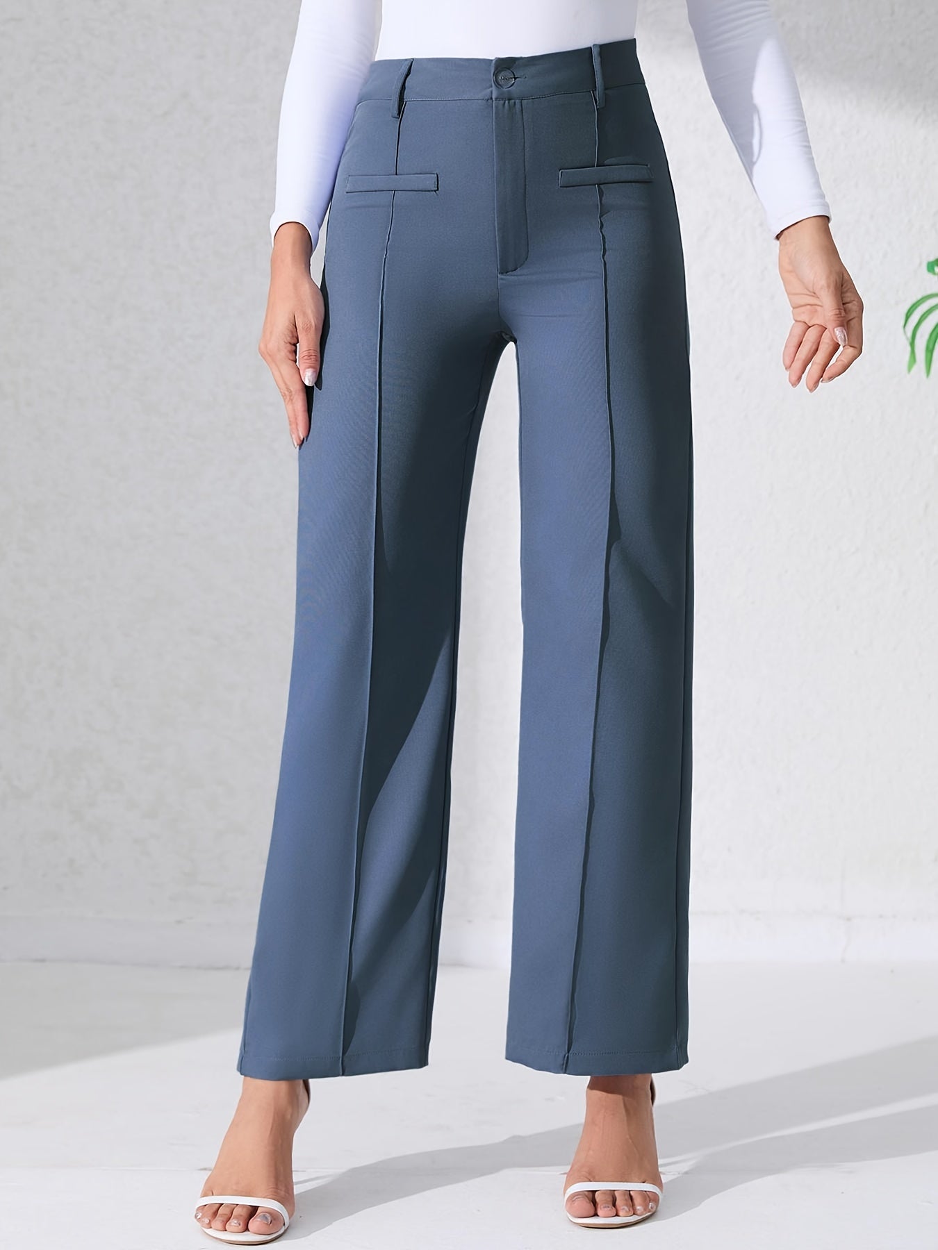 Robuste Hosen mit hoher Taille | Freizeithosen mit weiten Beinen