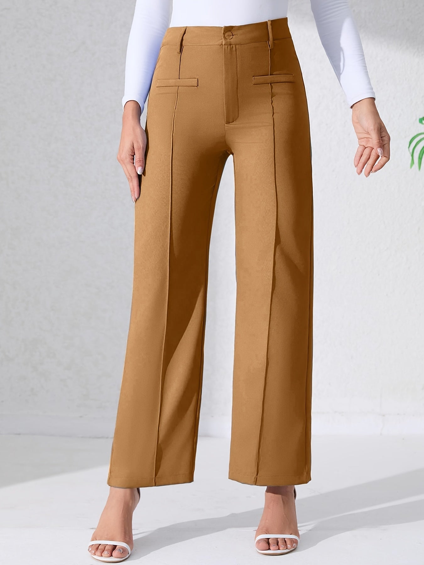 Robuste Hosen mit hoher Taille | Freizeithosen mit weiten Beinen