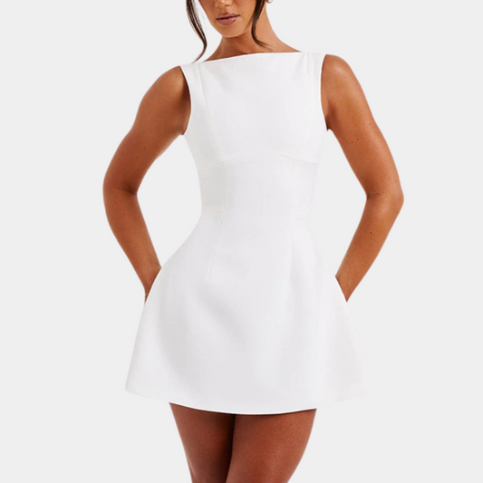 Gemma™ | Damen Minikleid mit U-Boot-Ausschnitt