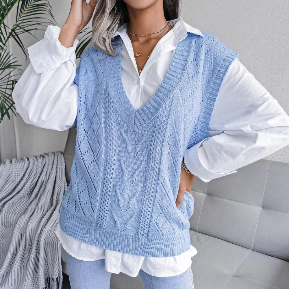 Moda™ | Damen Strickweste mit V-Ausschnitt
