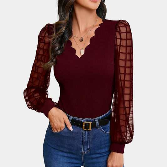 Sophia™ | Damen Top mit Jakobsmuschel-Ausschnitt