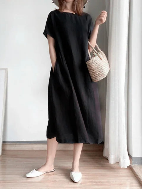 Eva™ | Lässiges Kurzarmkleid wit Bauchabdeckung