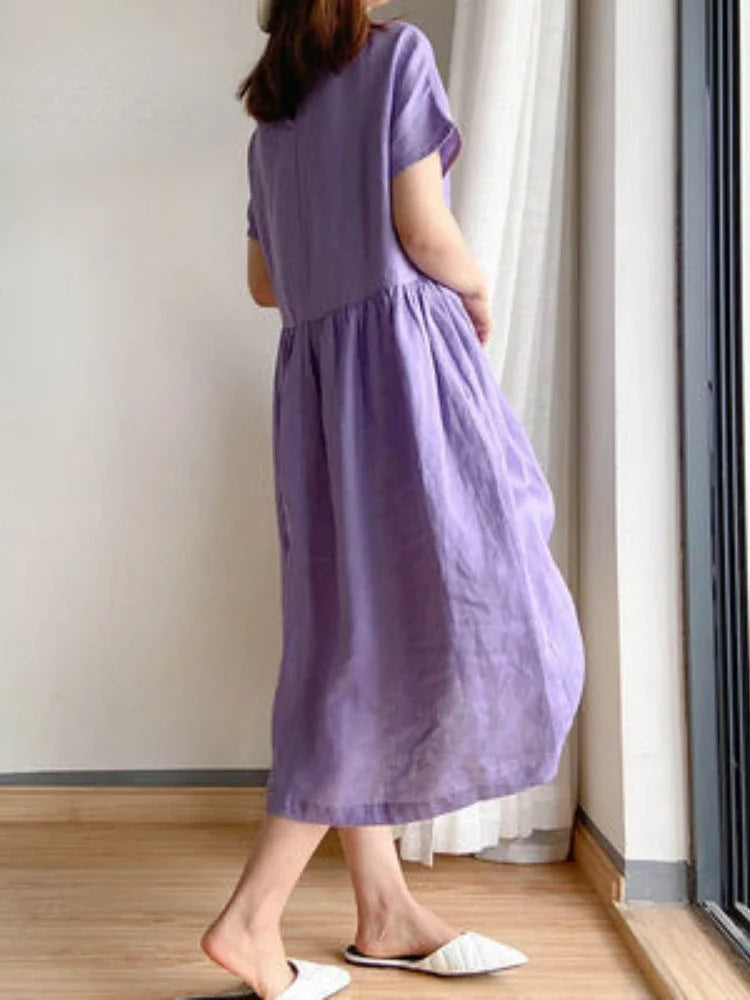 Eva™ | Lässiges Kurzarmkleid wit Bauchabdeckung