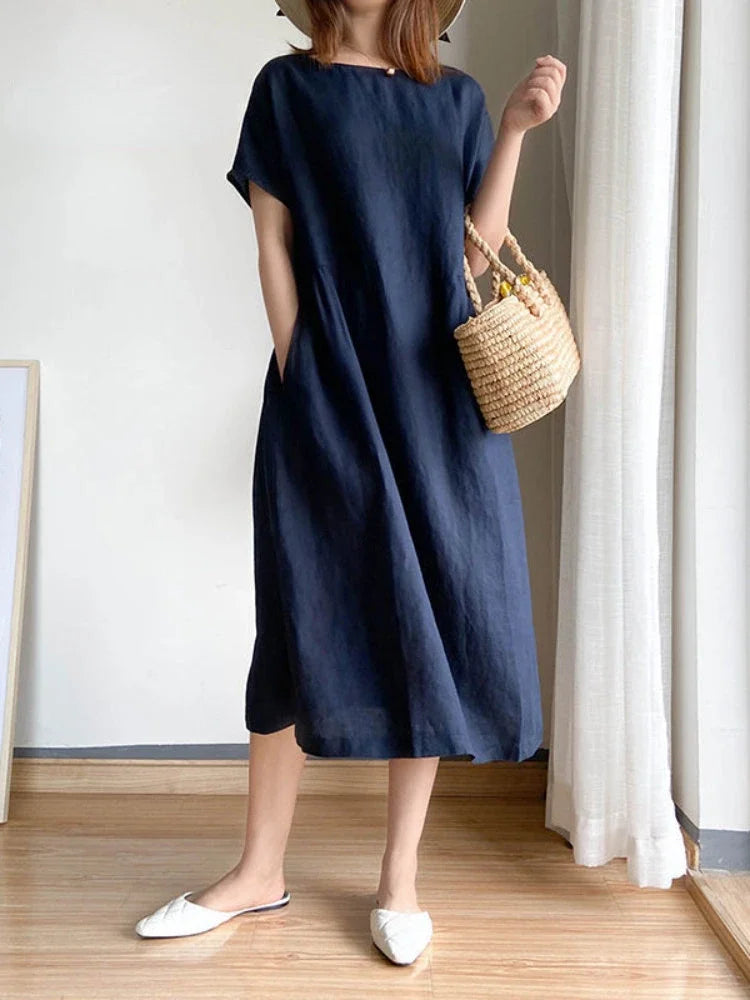 Eva™ | Lässiges Kurzarmkleid wit Bauchabdeckung